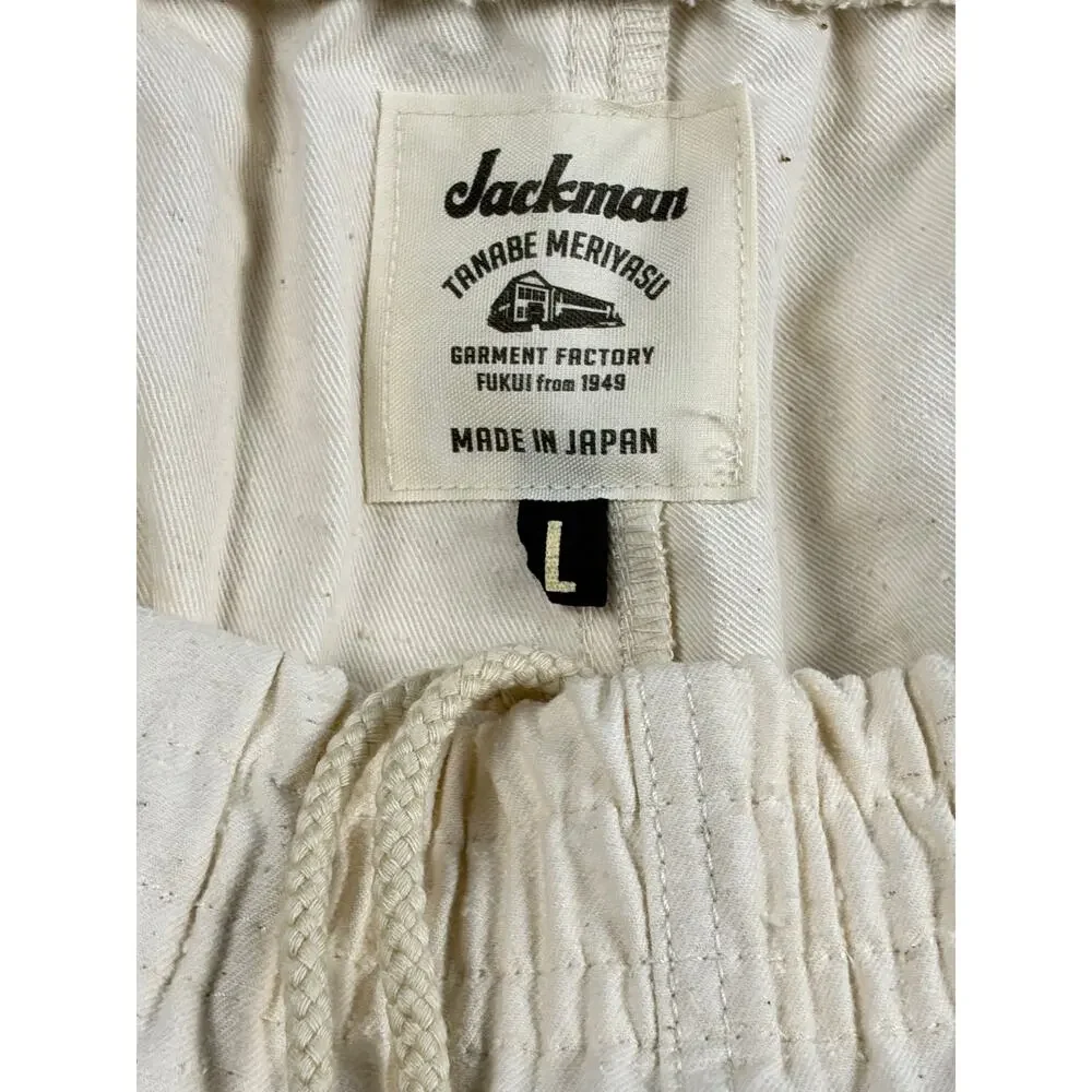 Jackman Back Nep Umps Pants JM4150 Kinari Cream Cotton Japan Sz L Elastic Waist